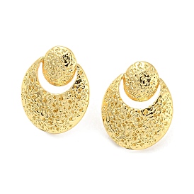 Rack Plating Brass Hammered Geo Shape Stud Earrings for Women, Lead Free & Cadmium Free, Long-Lasting Plated