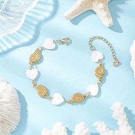 Бусины из натуральных пресноводных ракушек и в форме ракушек 304 Браслеты-подвески из нержавеющей стали для женщин