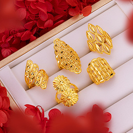 Латунные регулируемые кольца для пальцев, золотые