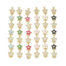 Латунные микрокристаллы с прозрачным кубическим цирконием 7 подвески-соединители в форме звезд, с эмалью, без свинца и без кадмия, стойки покрытие, долговечный, реальный 18 k позолоченный