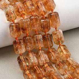 Heated Natural Citrine Beads Strands, Faceted, Column