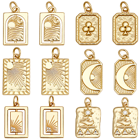 12 шт 6 стили латунные микропаве прозрачные кубические циркониевые подвески, без кадмия и без свинца, долговечный, стойки покрытие, с целью перехода в кольце