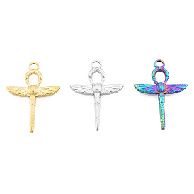 201 Stainless Steel Pendants, Ankh Cross with Wing