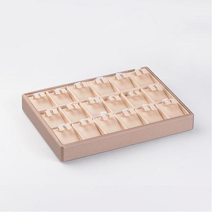 Wooden Earrings Presentation Boxes, Covered with PU Leather, 18x25x3.2cm