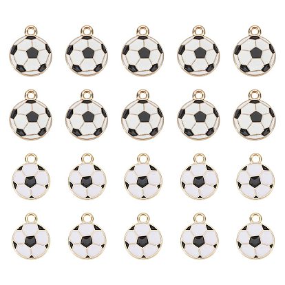 64 pièces 2 styles pendentifs en alliage et émail, charmes de football, or