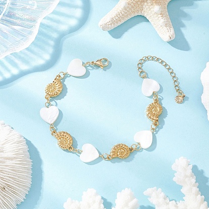 Бусины из натуральных пресноводных ракушек и в форме ракушек 304 Браслеты-подвески из нержавеющей стали для женщин