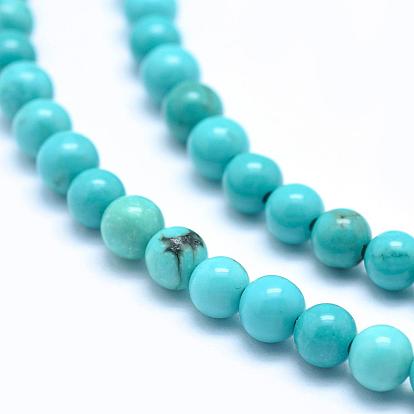 Natural Magnesite Round Beads Strands, Dyed, Turquoise