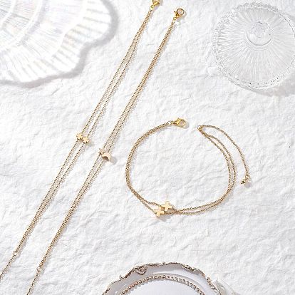 3 шт. 3 стили латунные звенья в виде клевера, креста, луны, звезды 304 браслеты на ногу из нержавеющей стали с цепочкой для женщин