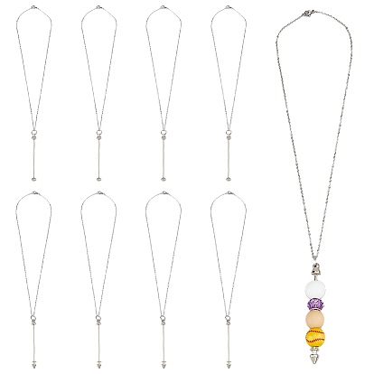 8 шт. 2 стили 304 изготовление цепочек из нержавеющей стали, подвеска из бусинок с железным стержнем