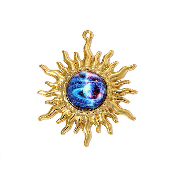 304 подвески из нержавеющей стали, солнечные чары, со стеклом, ионное покрытие (ip)