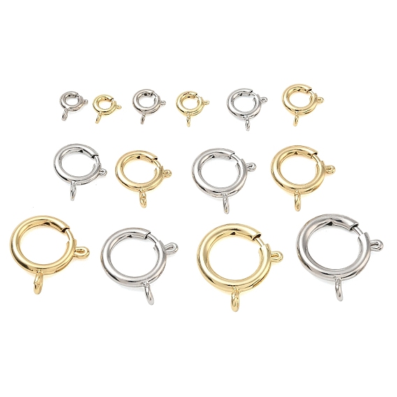 Brass Spring Ring Clasps, Cadmium Free & Lead Free, Rack Plating, Long-Lasting Plated