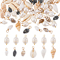 60шт. подвески из натуральных смешанных ракушек, подвески в форме ракушек, с 20шт. подвесками в виде рисовых зерен из натурального культивированного пресноводного жемчуга, с петлями из латуни светло-золотистого цвета