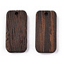 Natural Wenge Wood Pendants, Undyed, Rectangle Charms