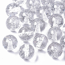 Perles de résine transparente transparente, avec feuille, ronde