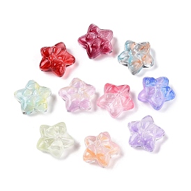 Gradient Color Baking Paint Transparent Glass Beads, Star & Bowknot