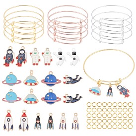 Sunnyclue diy авиационная тема набор для изготовления браслетов, с подвесками из легированной эмали и регулируемыми латунными расширяемыми браслетами