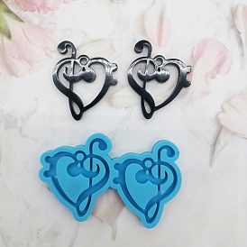 Silicone Pendant Molds, Resin Casting Molds, for UV Resin, Epoxy Resin Craft Making, Heart with Musical Note