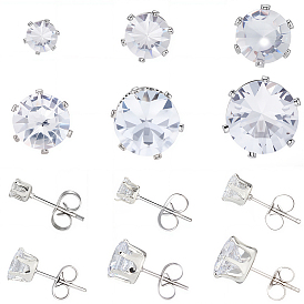 1 серьги-гвоздики из нержавеющей стали в минималистичном стиле с цирконием