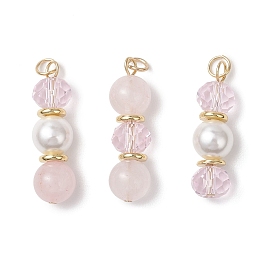 3 шт. 3 стили подвески из натуральных драгоценных камней и ракушек с жемчугом и стеклом, граненые рондели и круглые подвески из бусин, с 304 петлями из нержавеющей стали, золотые