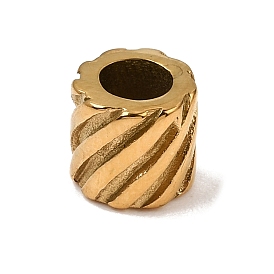 304 Stainless Steel European Beads, Large Hole Beads, Twisted Column
