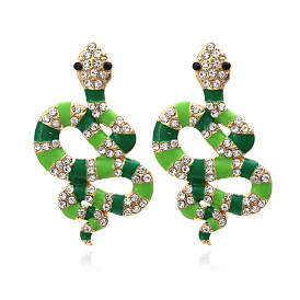 Sparkling Snake-shaped Earrings with Personality and Vintage Charm