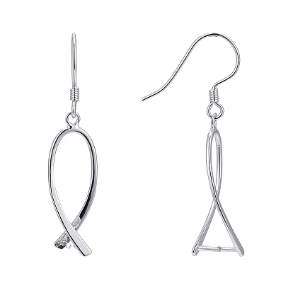 925 Sterling Silver Earring Findings, with Bar Links and Ice Pick Pinch Bail