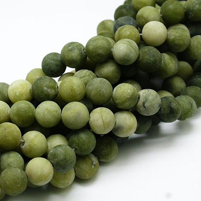 Round Frosted Natural TaiWan Jade Bead Strands