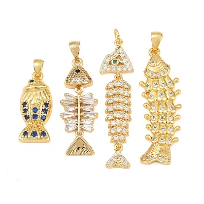 Micro cuivres ouvrent pendentifs zircone cubique, charmes de poissons, sans cadmium et sans plomb, crémaillère plaquage, plaqué longue durée, réel 18 k plaqué or