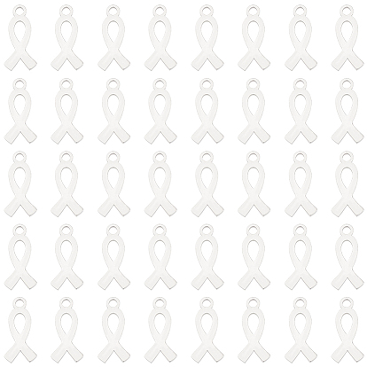 50 pcs 304 breloques en acier inoxydable, ruban de conscience