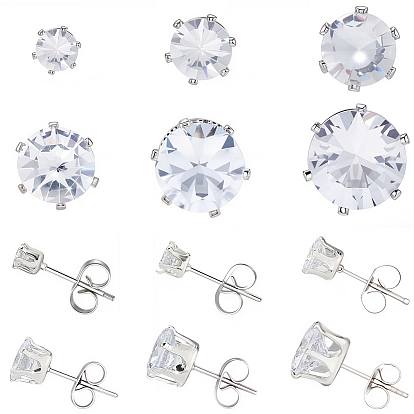 1 серьги-гвоздики из нержавеющей стали в минималистичном стиле с цирконием