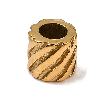 304 Stainless Steel European Beads, Large Hole Beads, Twisted Column