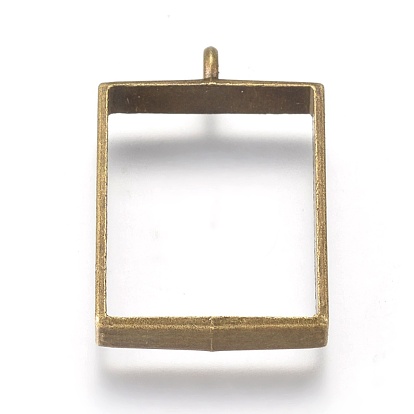 Alloy Open Back Bezel Big Pendants, For DIY UV Resin, Epoxy Resin, Pressed Flower Jewelry, Rectangle