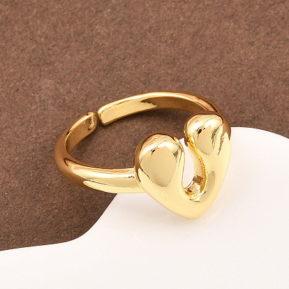 Латунные кольца-манжеты для женщин, сердце, долговечный, стойки покрытие
