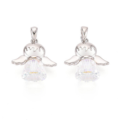 925 подвески в виде ангела из стерлингового серебра и австрийского хрусталя, с защелкивающимися скобами и 925 штампом, родий