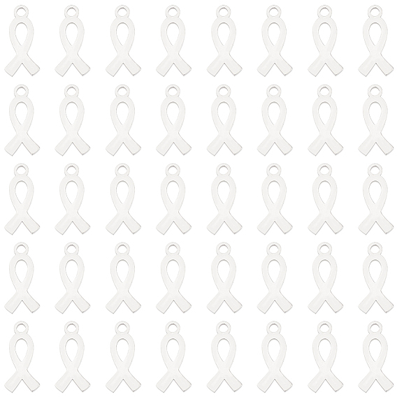 50 pcs 304 breloques en acier inoxydable, ruban de conscience