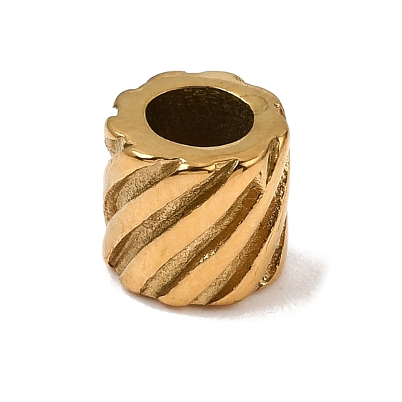 304 Stainless Steel European Beads, Large Hole Beads, Twisted Column