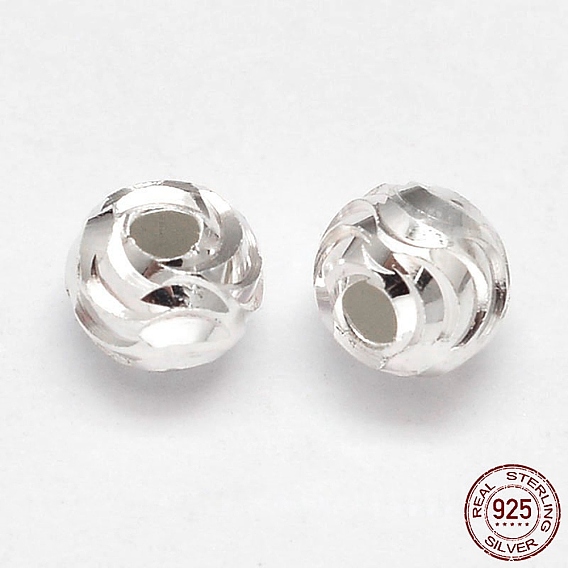 Fancy Cut 925 Sterling Silver Round Beads