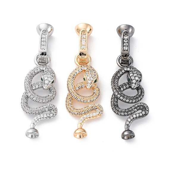 Латунные микро проложить кубического циркония раз за застежками, без кадмия, без никеля и без свинца, змея