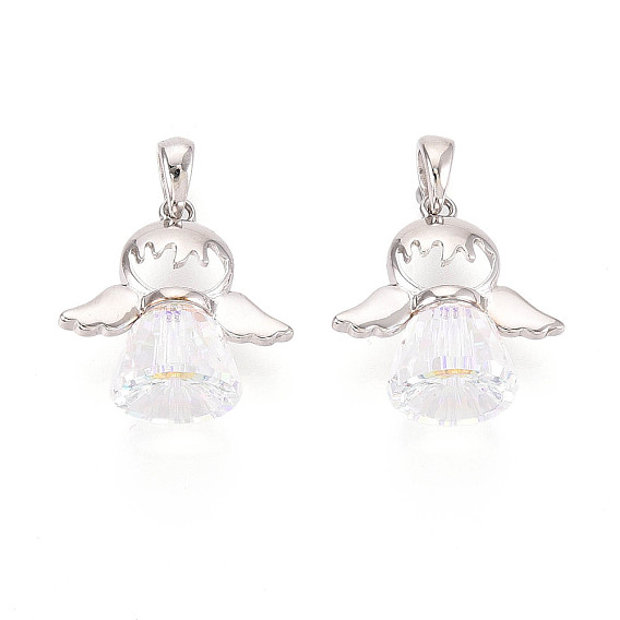 925 подвески в виде ангела из стерлингового серебра и австрийского хрусталя, с защелкивающимися скобами и 925 штампом, родий