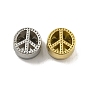 304 Stainless Steel Beads Rhinestone Settings, Flat Round with Peace Sign
