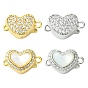 4 шт. 4 застежки-коробочки из латуни с микропаве из прозрачного кубического циркония, с оболочкой, сердце