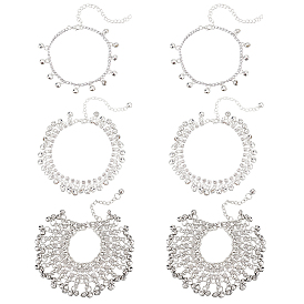 6 шт 3 стили сплава колокольчики подвески браслеты для лодыжки для женщин