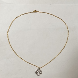 12 pcs colliers pendentifs en laiton micro pavé de zircone cubique, 304 collier chaîne forçat en acier inoxydable avec fermoirs pince de homard, constellation