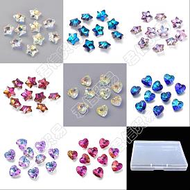 80Pcs 8 Style Electroplate Glass Charms, Faceted, Star & Heart