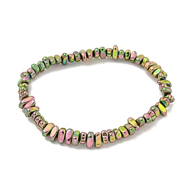 Oval Rainbow Plated Synthetic Non-magnetic Hematite Beaded Stretch Bracelets, for Women Men