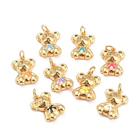 Brass Enamel Pendants, Real 18K Gold Plated, Long-Lasting Plated, Bear