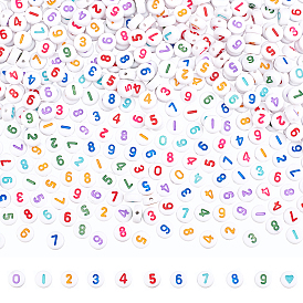 Opaque Acrylic Beads, Flat Round with Random Mixed Number