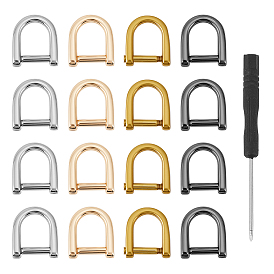 16 шт. 4 цвета D-образные застежки-подвески из цинкового сплава с винтовой скобой, пряжки для соединителя ремня сумки, с железной отверткой 1ПК