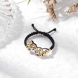 Регулируемые кольца из нейлоновой оплетки, с латунной бисера