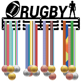 Porte-médaille de fer support mural d'affichage, 3-ligne, avec des vis, noir